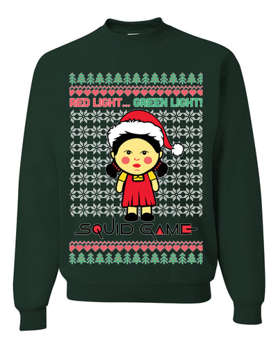 Red Light Green Light Ugly Christmas Sweater Unisex Crewneck Graphic Sweatshirt