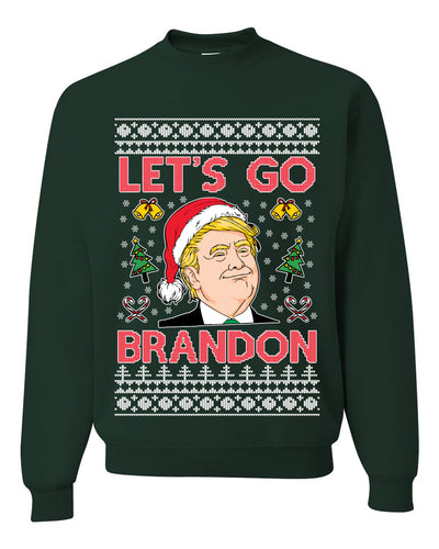 Trump Let’s Go Brandon Ugly Christmas Sweater Unisex Crewneck Graphic Sweatshirt