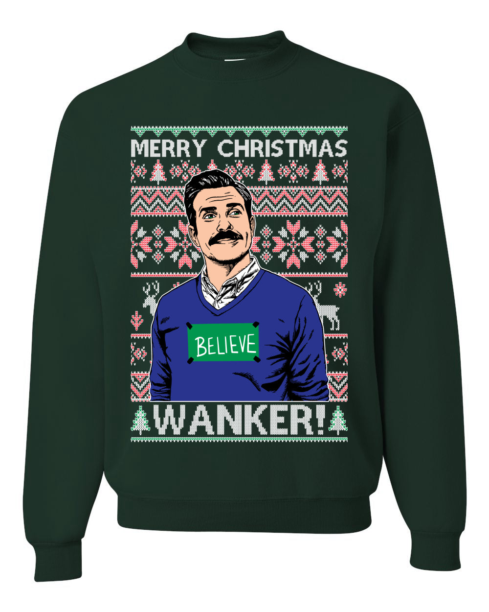 Merry Christmas Wanker  Ugly Christmas Sweater Unisex Crewneck Sweatshirt