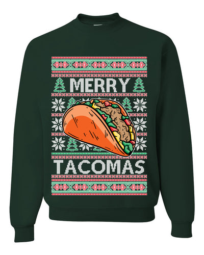 Merry Tacomas Holiday Taco Lover  Ugly Christmas Sweater Unisex Crewneck Graphic Sweatshirt