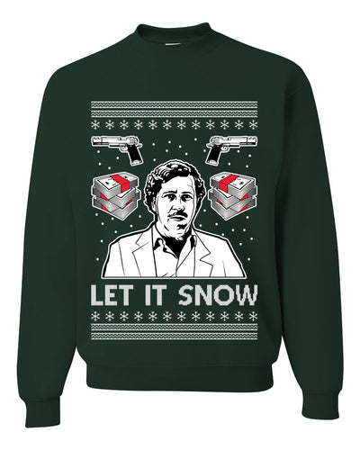 Pablo Escobar Let It Snow Ugly Christmas Sweater Unisex Crewneck Graphic Sweatshirt