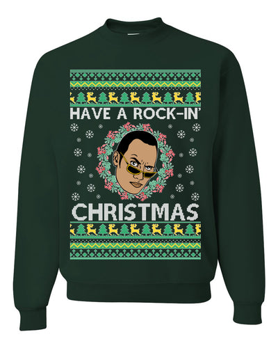 Have a Rock-In Christmas Ugly Christmas Sweater Unisex Crewneck Graphic Sweatshirt