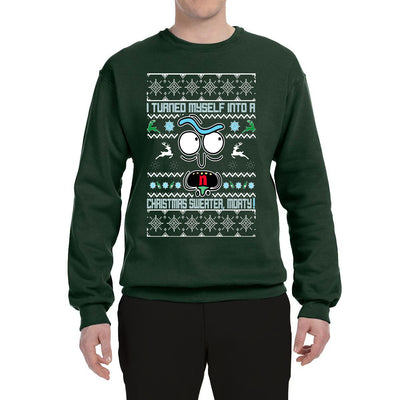 I Turned Myself Into a Christmas Sweater Morty  Ugly Christmas Sweater Unisex Crewneck Graphic Sweatshirt