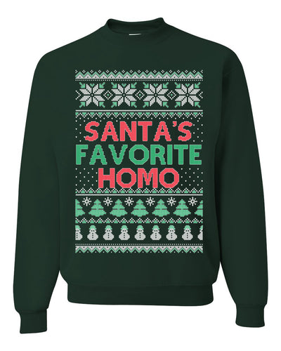 Santa's Favorite Homo Ugly Christmas Sweater Unisex Crewneck Sweatshirt