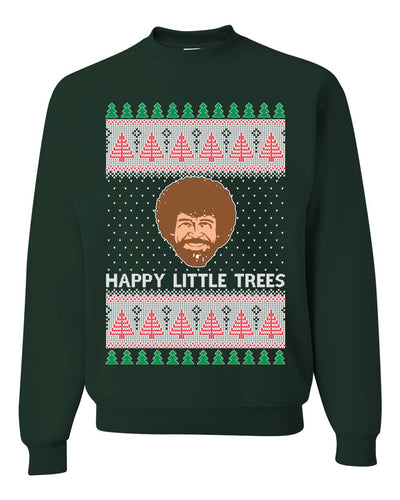 Happy Little Trees  Ugly Christmas Sweater Unisex Crewneck Sweatshirt