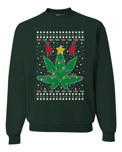 Funny 4/20 Weed Merry Ugly Christmas Sweater Unisex Crewneck Graphic Sweatshirt