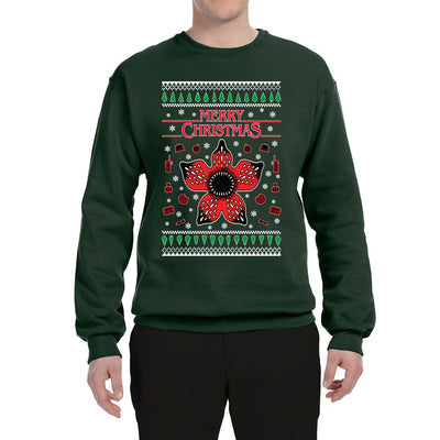 Merry Christmas Collage of Flower, Phone, Camera, and Compass Ugly Christmas Sweater Unisex Crewneck Graphic Sweatshirt