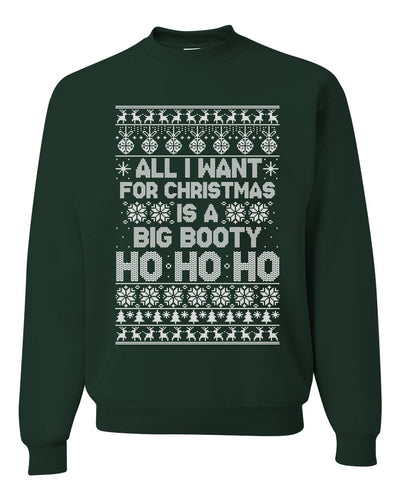 All I Want for Christmas is a Big Booty Ho Merry Ugly Christmas Sweater Unisex Crewneck Graphic Sweatshirt