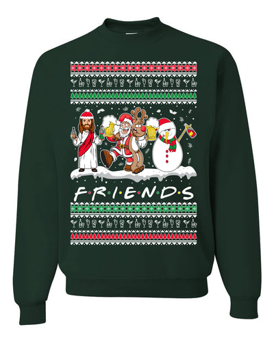 Santa Friends TV Parody Funny Characters Ugly Christmas Sweater Unisex Crewneck Graphic Sweatshirt