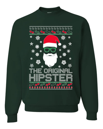 The Original Hipster Funny Santa Beard Xmas Merry Ugly Christmas Sweater Unisex Crewneck Graphic Sweatshirt