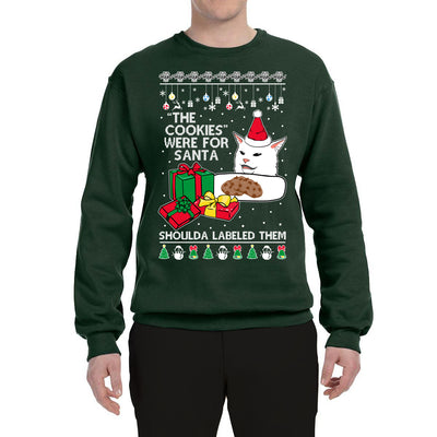 Cat Meme The Cookies Were For Santa Cute Xmas Meme  Ugly Christmas Sweater Unisex Crewneck Graphic Sweatshirt