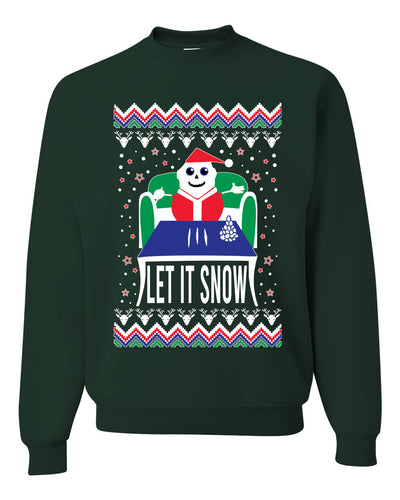 Let It Snow Cocaine Santa Merry Ugly Christmas Sweater Unisex Crewneck Graphic Sweatshirt