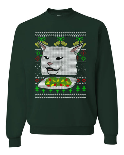 Women Yelling At Cat Meme Funny Twitter Tik Tok 2019  Ugly Christmas Sweater Unisex Crewneck Sweatshirt