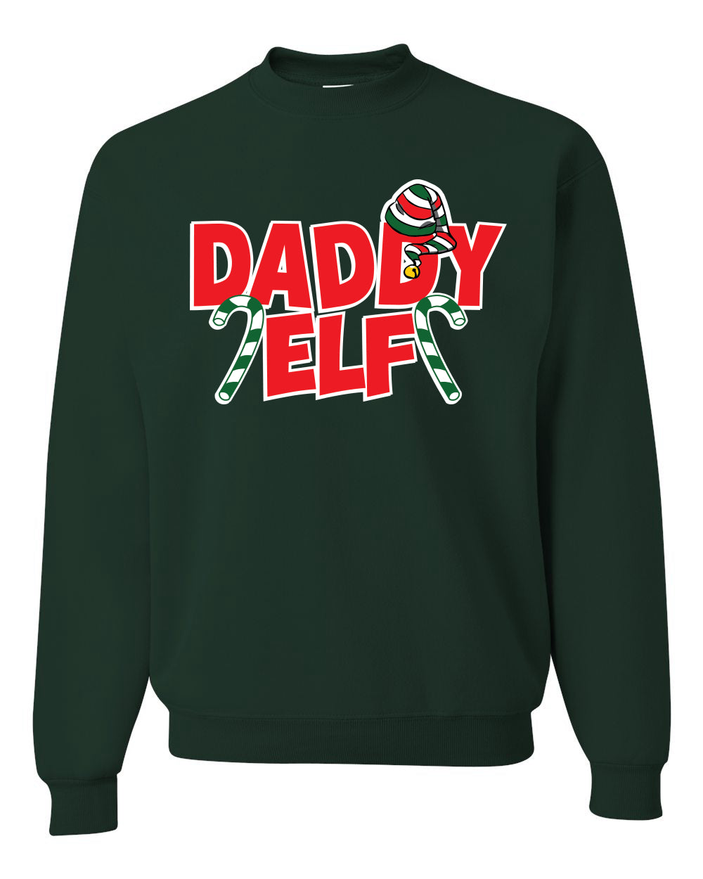 Daddy Elf Red Candy Cane Logo Merry Christmas Unisex Crewneck Graphic Sweatshirt