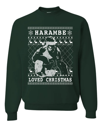 Harambe Loved Christmas Funny Xmas Gorilla Meme Merry Ugly Christmas Sweater Unisex Crewneck Graphic Sweatshirt