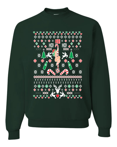 Ho Ho Ho Funny Offensive Stripper Alcohol Xmas Merry Ugly Christmas Sweater Unisex Crewneck Graphic Sweatshirt