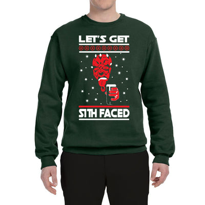 Lets Get Sith Faced White Ugly Christmas Sweater Unisex Crewneck Graphic Sweatshirt