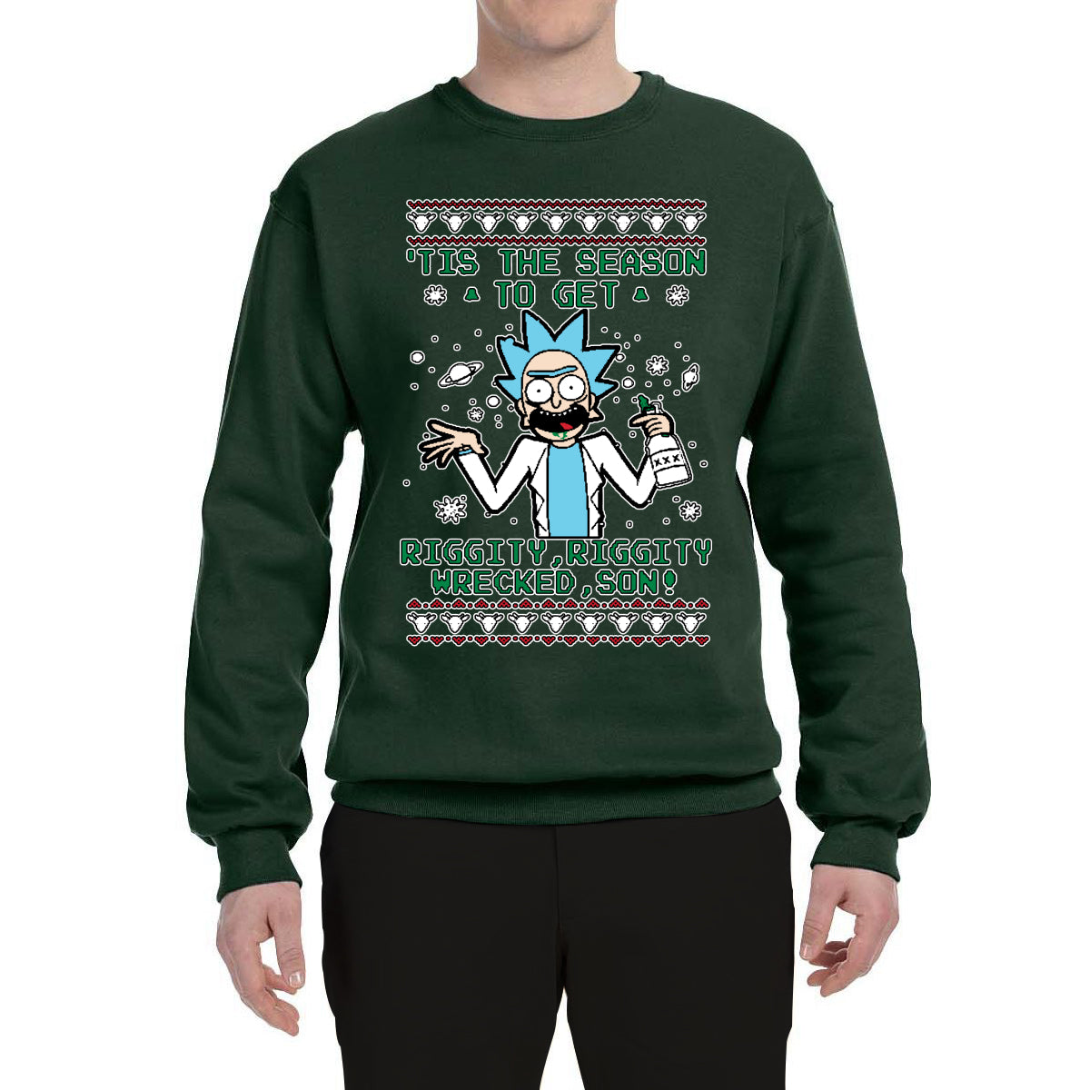 Tis The Season To Get Riggity, Riggity Wrecked, Son! Anime Ugly Christmas Sweater Unisex Crewneck Graphic Sweatshirt
