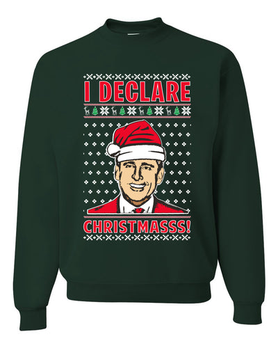I Declare Christmasss Michael Scott Office Tv Merry Ugly Christmas Sweater Unisex Crewneck Graphic Sweatshirt