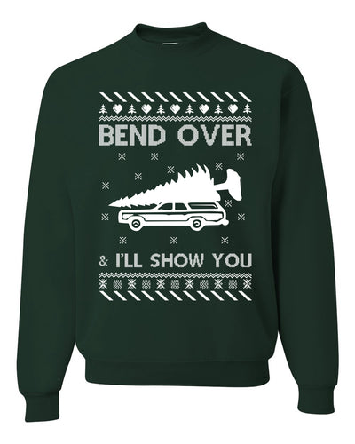 Bend Over and I'll Show You Merry Ugly Christmas Sweater Unisex Crewneck Graphic Sweatshirt