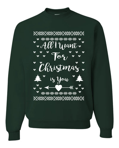 All I Want for Christmas is You Too Merry Ugly Christmas Sweater Unisex Crewneck Graphic Sweatshirt