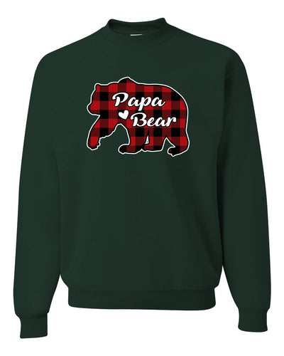 Papa Bear Cool Plaid Matching Design Merry Christmas Unisex Crewneck Graphic Sweatshirt