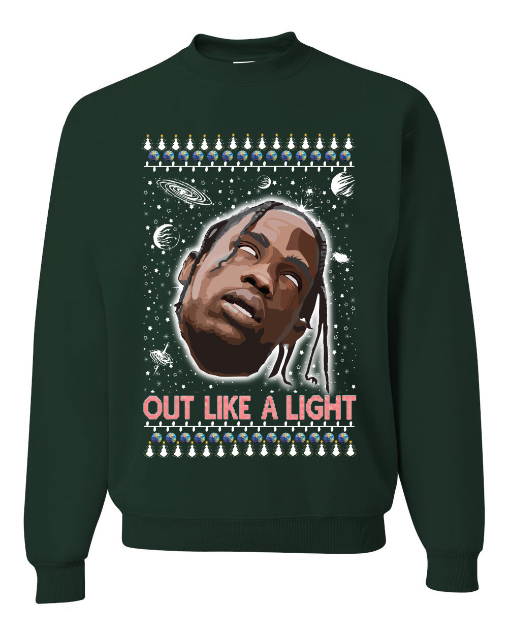Out Like a Light Ugly Christmas Sweater Unisex Crewneck Graphic Sweatshirt