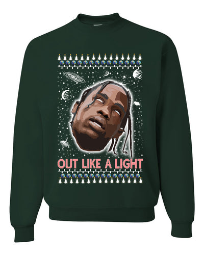 Out Like a Light Ugly Christmas Sweater Unisex Crewneck Graphic Sweatshirt
