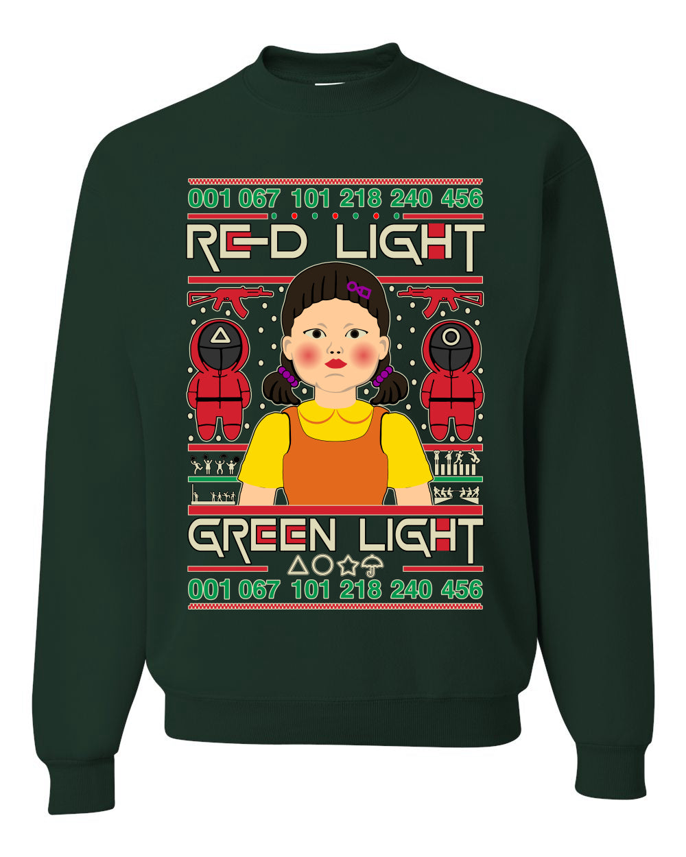 Red Light Squid Game Xmas Ugly Christmas Sweater Unisex Crewneck Sweatshirt