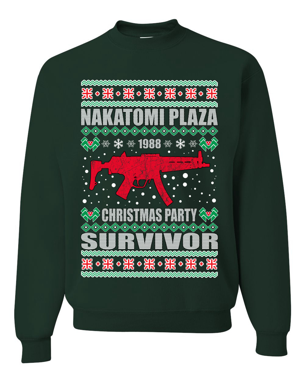 Nakatomi Plaza Christmas Party Survivor Merry Ugly Christmas Sweater Unisex Crewneck Graphic Sweatshirt