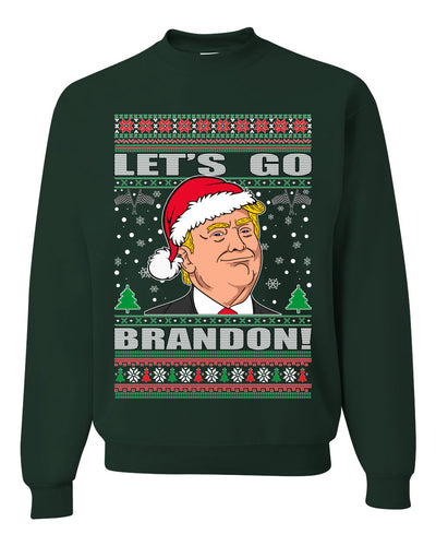 Let's Go Brandon Funny Santa Hat Ugly Christmas Sweater Unisex Crewneck Graphic Sweatshirt