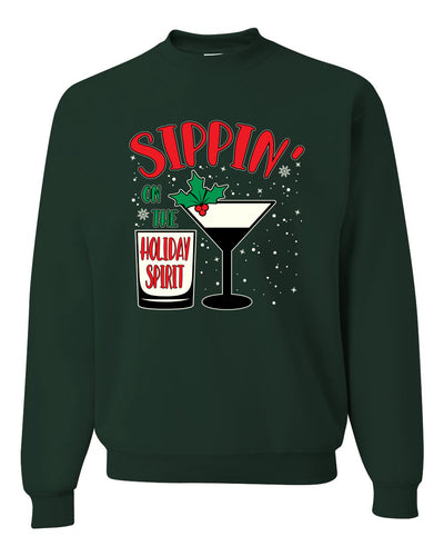 Sippin' On The Holiday Spirit Christmas Unisex Crewneck Graphic Sweatshirt