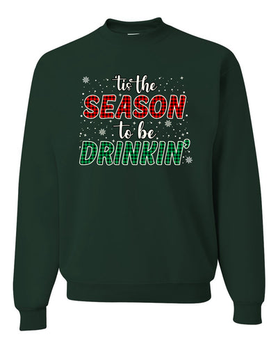 Tis' the Season To Be Drinkin' Christmas Unisex Crewneck Graphic Sweatshirt