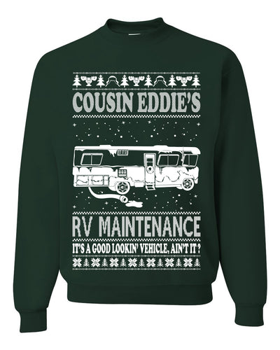 Family Vacation Cousin Eddie's RV Maintenance Ugly Christmas Sweater Unisex Crewneck Graphic Sweatshirt