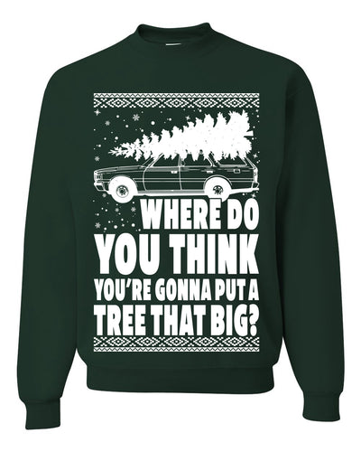Family Vacation Where Do You Think You're Gonna Put A Tree That Big Ugly Christmas Sweater Unisex Crewneck Graphic Sweatshirt
