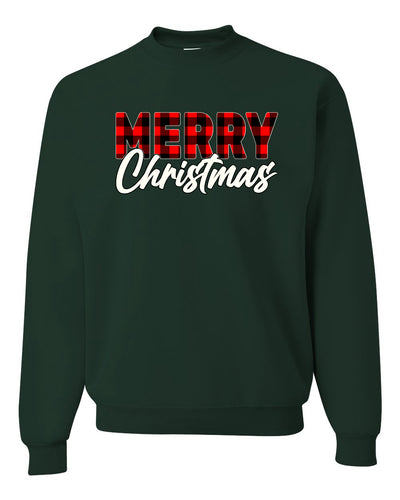 Merry Christmas Buffalo Plaid Christmas Unisex Crewneck Graphic Sweatshirt