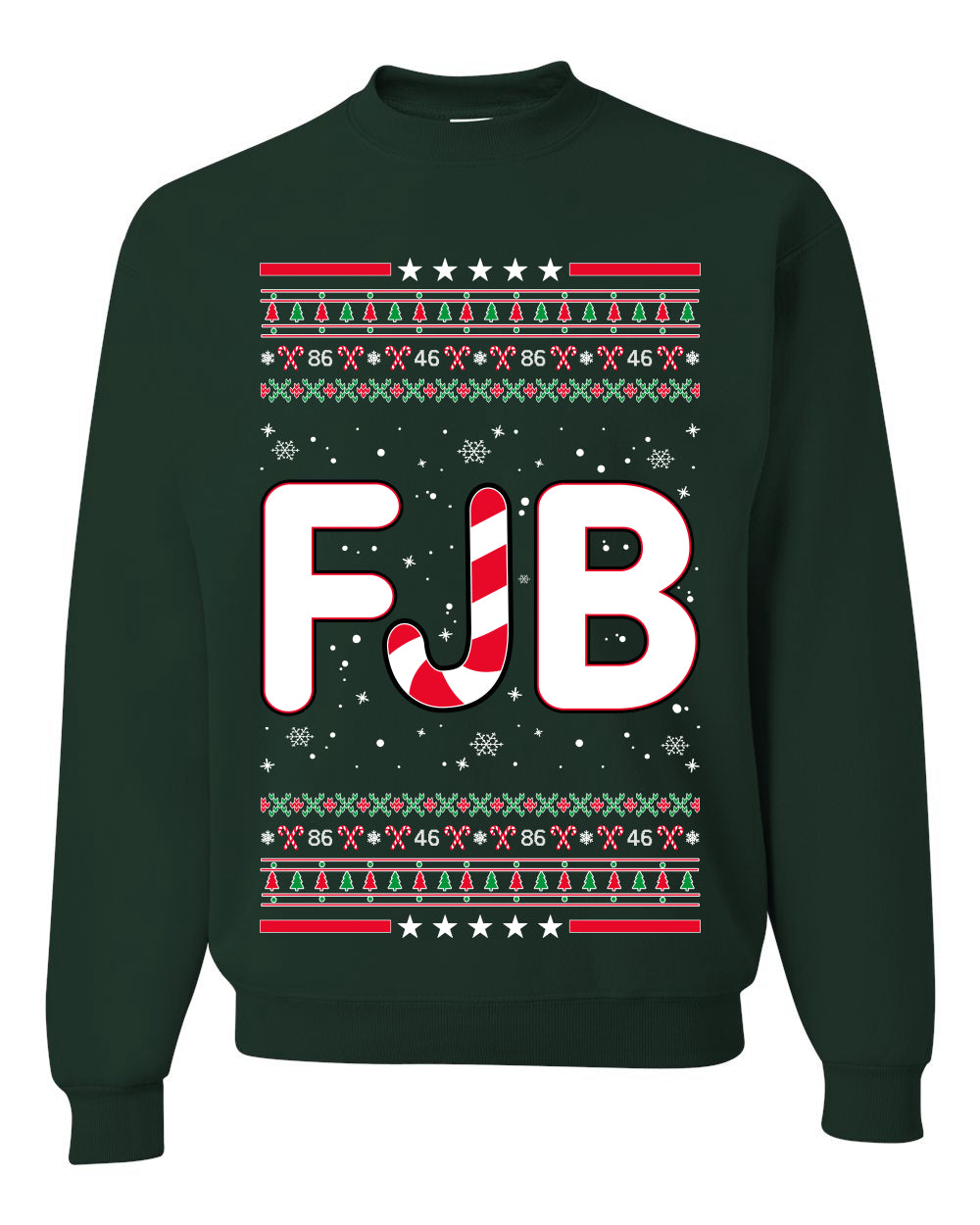 FJB Let's Go Brandon Chant Candy Cane Ugly Christmas Sweater Unisex Crewneck Graphic Sweatshirt