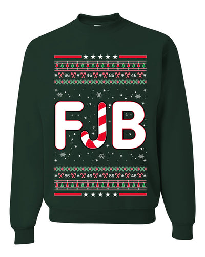 FJB Let's Go Brandon Chant Candy Cane Ugly Christmas Sweater Unisex Crewneck Graphic Sweatshirt