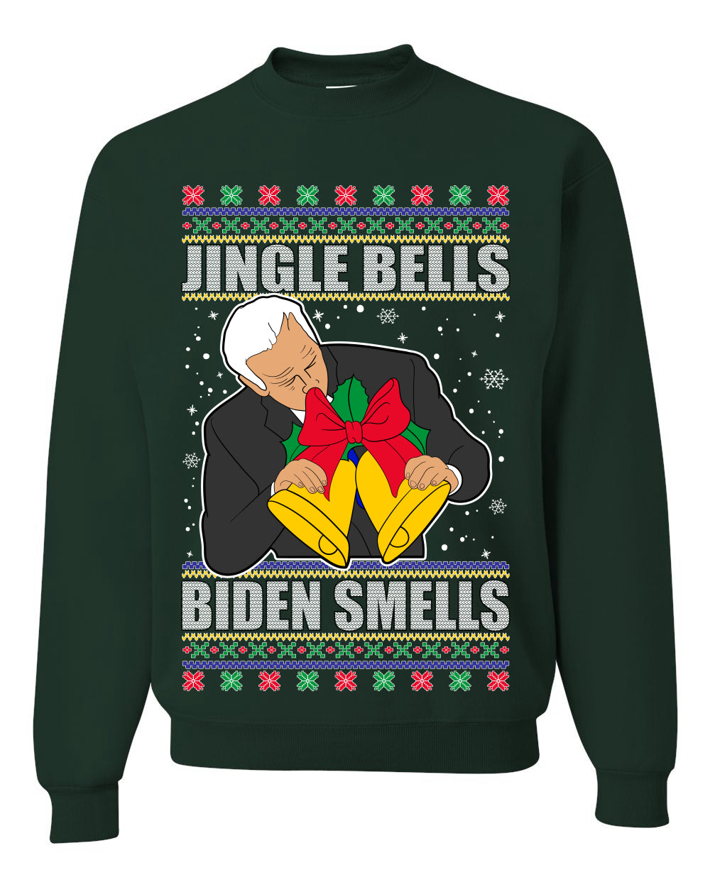 Jingle Bells Biden Smells Ugly Christmas Sweater Unisex Crewneck Graphic Sweatshirt