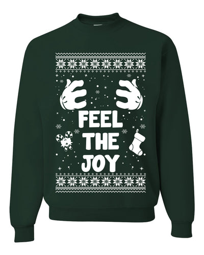 Feel The Joy Individual Couples Ugly Christmas Sweater Unisex Crewneck Graphic Sweatshirt