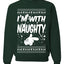 I'm With Naughty Individual Couples Ugly Christmas Sweater Unisex Crewneck Graphic Sweatshirt