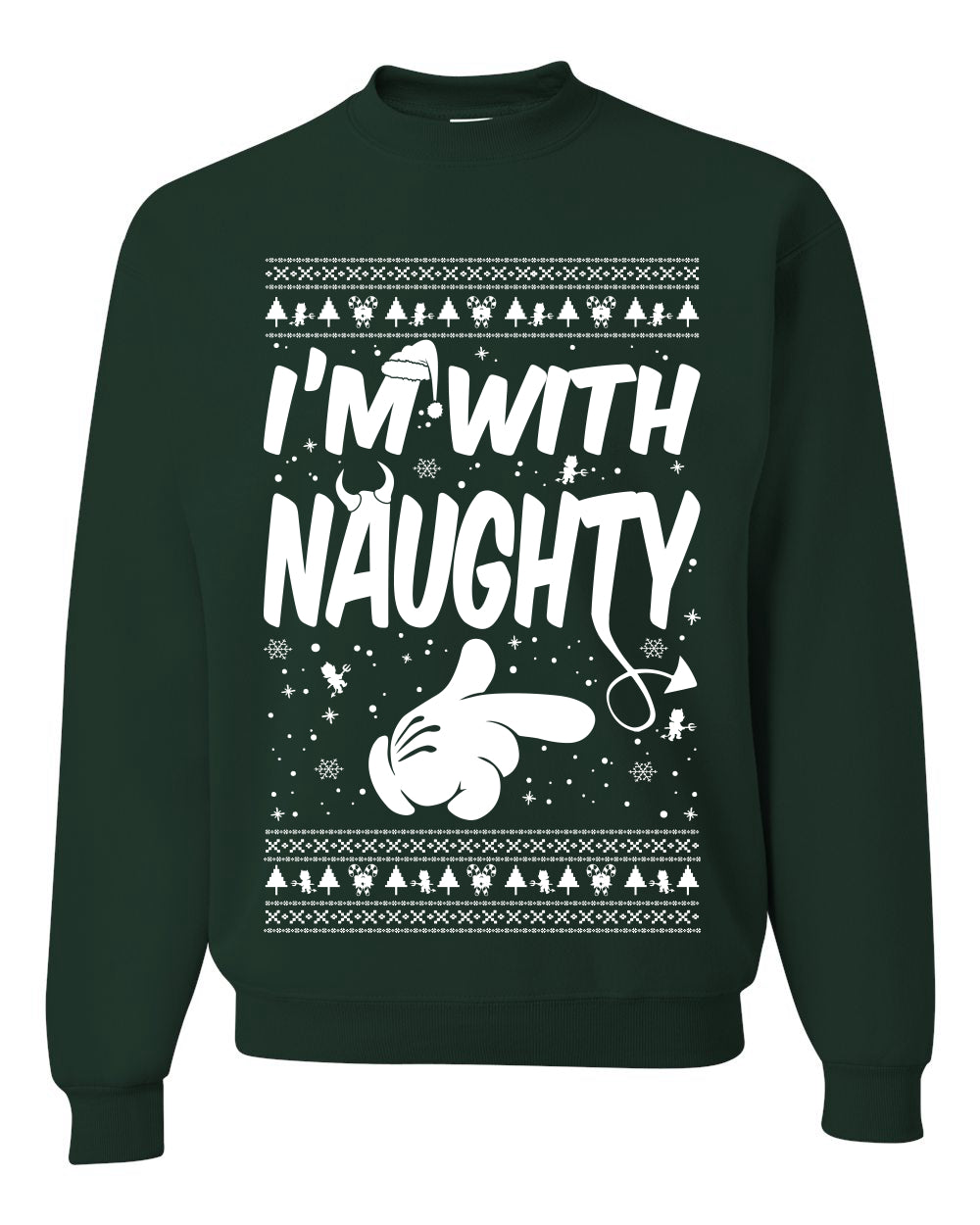 I'm With Naughty Individual Couples Ugly Christmas Sweater Unisex Crewneck Graphic Sweatshirt