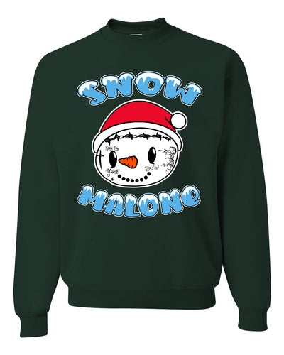 Snow Malone Snowman Face Tatoo Funny Parody Ugly Christmas Sweater Unisex Crewneck Graphic Sweatshirt