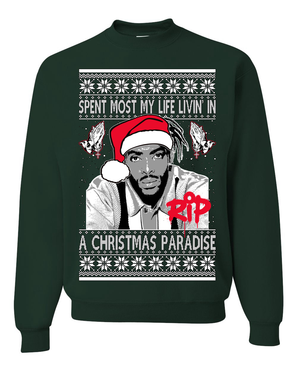 Cool Paradise Rapper Gangsta Paradise RIP Ugly Christmas Sweater Unisex Crewneck Sweatshirt