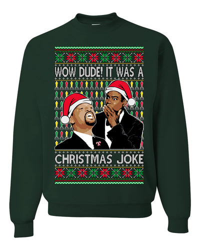 Will Slap Chris Meme Award Show Christmas Wife Joke  Ugly Christmas Sweater Unisex Crewneck Graphic Sweatshirt