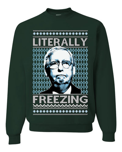 Literally Freezing McConnell Senator Ugly Christmas Sweater Unisex Crewneck Sweatshirt