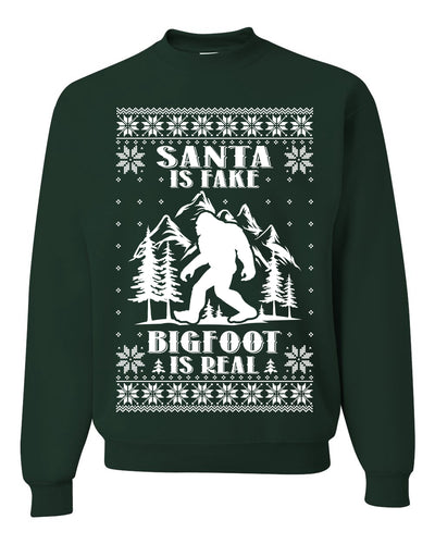 Santa Is Fake Bigfoot Is Real Ugly Christmas Sweater Unisex Crewneck Sweatshirt