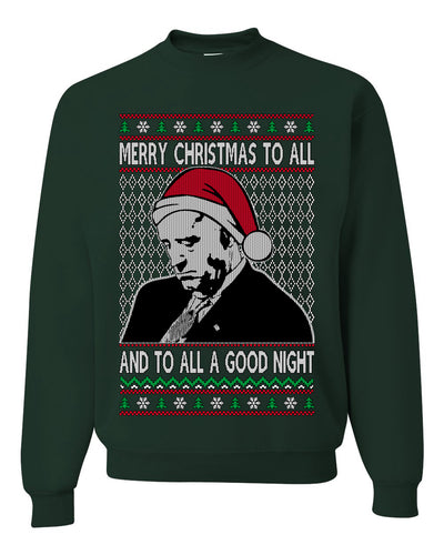 Sleepy Joe Merry Xmas To All And All A Good Night Ugly Christmas Sweater Unisex Crewneck Sweatshirt