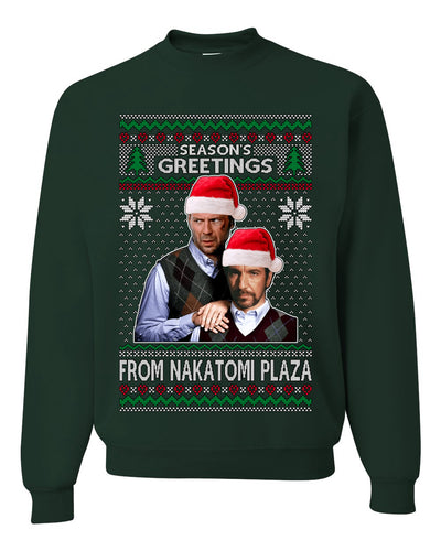 Season's Greeting From Nakatomi Plaza Ugly Christmas Sweater Unisex Crewneck Sweatshirt