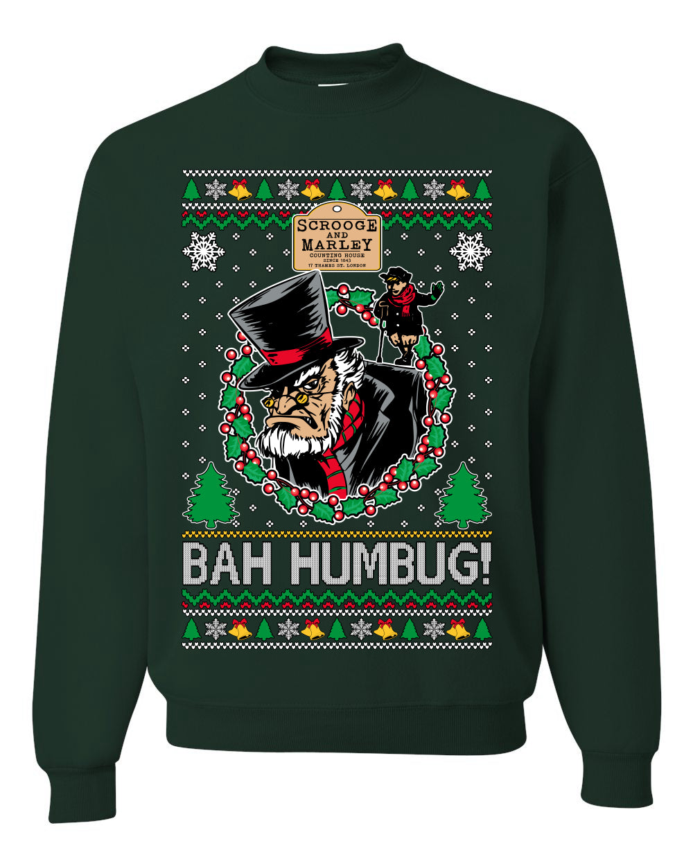 Scrooge BAH HUMBUG! Christmas Carol Novel Ugly Christmas Sweater Unisex Crewneck Sweatshirt
